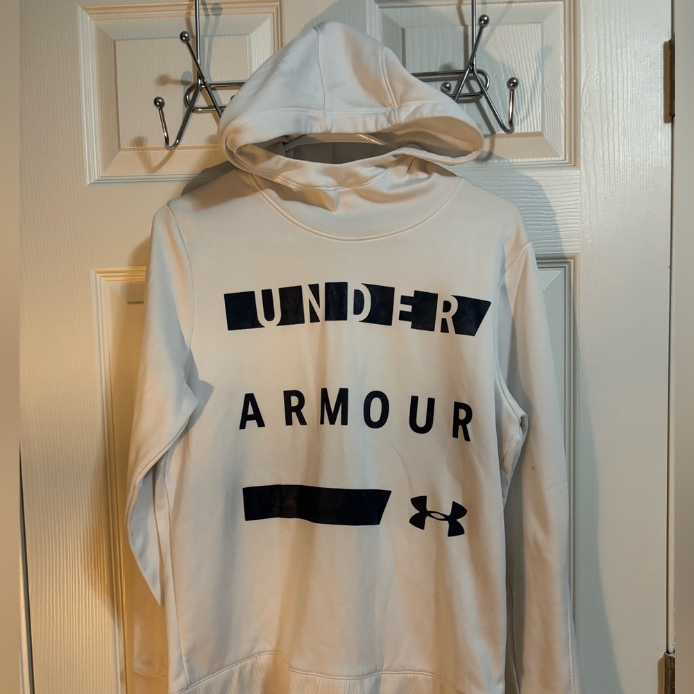 Under Armour White and Black Logo Hoodie
